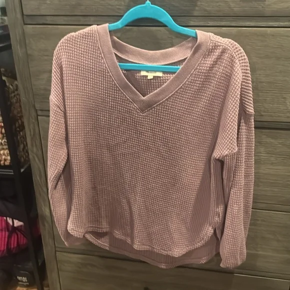 Madewell Brushed Waffle V-Neck Tee Size XXS (VERY oversized) - Picture 3 of 6